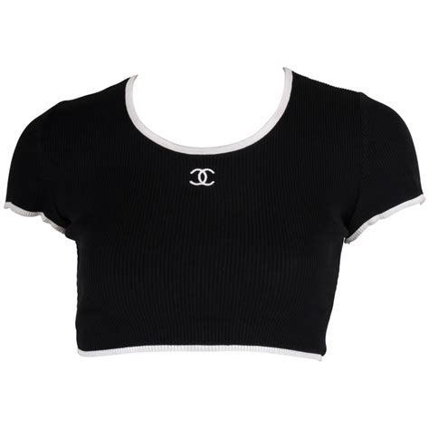 chanel crop top black|chanel vintage crop top.